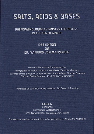 Image for Salts, Acids and Bases Phenomenological Organic Chemistry for blocks in the tenth grade Salts, Acids and Bases Phenomenological Organic Chemistry for blocks in the tenth grade