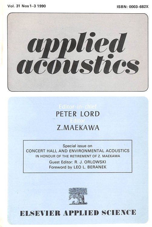 Applied Acoustics, Special Issue On Concert Hall And Environmental Acoustics