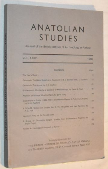 Image for Anatolian Studies vol.XXXVI 1986: Journal of the British Institute of Archaeology in Ankara Anatolian Studies vol.XXXVI 1986: Journal of the British Institute of Archaeology in Ankara