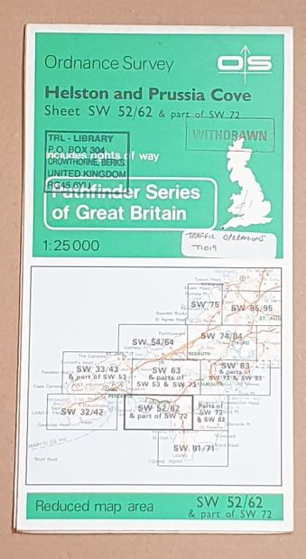 Helston and Prussia Cove. 1:25000 Map Sheet SW 52/62 & part of SW 72 [Pathfinder 1369]