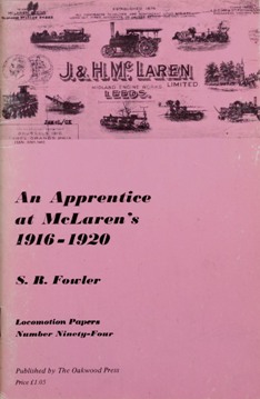 An Apprentice at McLaren's 1916-1920