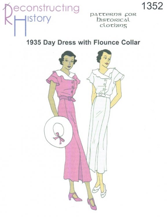 RH1352: 1935 DAY DRESS WITH FLOUNCE COLLAR