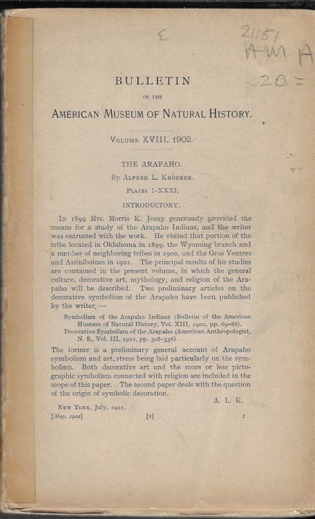 Image for Bulletin of the American Museum of Natural History, Vol. XVIII, 1902 - The Arapaho Bulletin of the American Museum of Natural History, Vol. XVIII, 1902 - The Arapaho