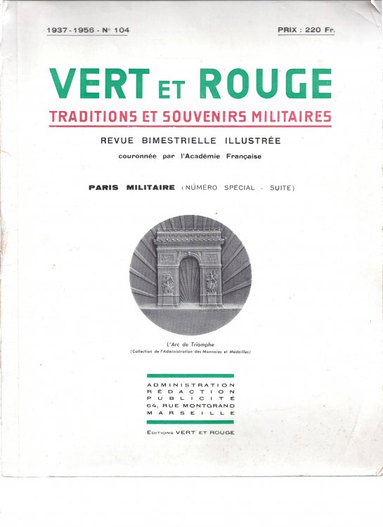Image for VERT ET ROUGE. TRADITIONS ET SOUVENIRS MILITAIRES 1937-1959 N 104 VERT ET ROUGE. TRADITIONS ET SOUVENIRS MILITAIRES 1937-1959 N 104