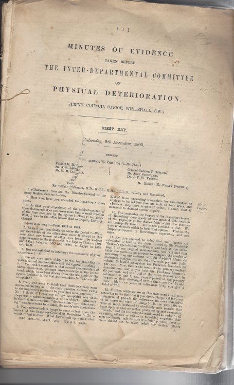Image for Minutes of Evidence taken before the Inter-Departmental Committee on Phyical Deterioration. Vol II - List of Witnesses and Minutes of Evidence Minutes of Evidence taken before the Inter-Departmental Committee on Phyical Deterioration. Vol II - List of Witnesses and Minutes of Evidence