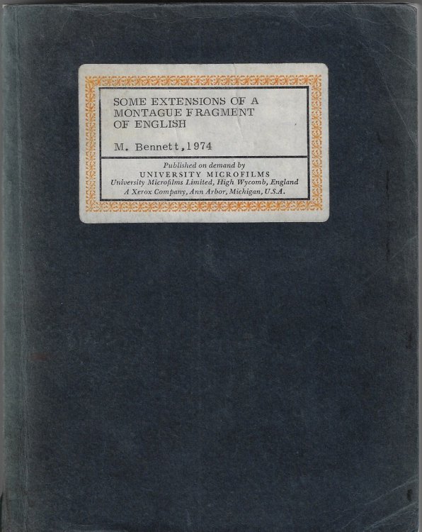 Image for Some Extensions of a Montague Fragment of English Some Extensions of a Montague Fragment of English