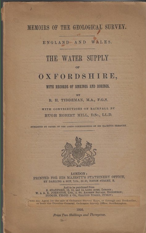 Image for The Water Supply of Oxfordshire, with Record of Sinkings and Borings The Water Supply of Oxfordshire, with Record of Sinkings and Borings