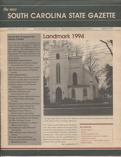 Image for The New South Carolina State Gazette, Spring 1994 Volume 25, Number 1, Landmark 1994 The New South Carolina State Gazette, Spring 1994 Volume 25, Number 1, Landmark 1994