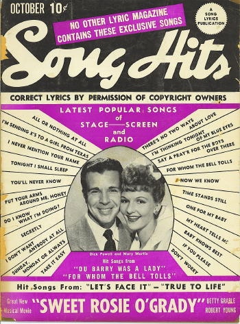 Song Hits: October 1943: Dick Powell And Mary Martin; Du Barry Was A Lady; For Whom The Bell Tolls