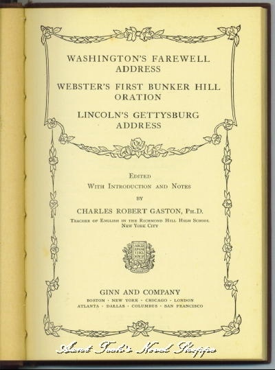 Image for Washington's Farewell Address; Webster's First Bunker Hill Oration; Lincoln's Gettysburg Address Washington's Farewell Address; Webster's First Bunker Hill Oration; Lincoln's Gettysburg Address