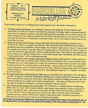 Bookseller Marketplace, Volume 1, No. 1, January B Edition Published Twice Monthly