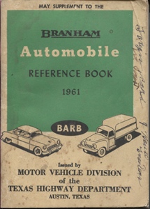 May Supplement To The 1961 Branham Automobile Reference Book