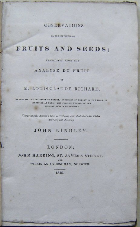 Image for Observations on the Structure of Fruits and Seeds, translated from the Observations on the Structure of Fruits and Seeds, translated from the