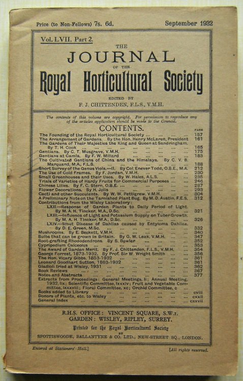 Image for Journal of the Royal Horticultural Society Volume LVII part 2 Journal of the Royal Horticultural Society Volume LVII part 2