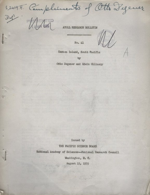 Image for Canton Island, South Pacific. [Atoll Research Bulletin number 41) Canton Island, South Pacific. [Atoll Research Bulletin number 41)