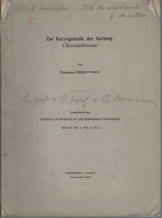 Zur Karyogentik der Gattung Chrysanthemum [C.D. Darlington's copy]