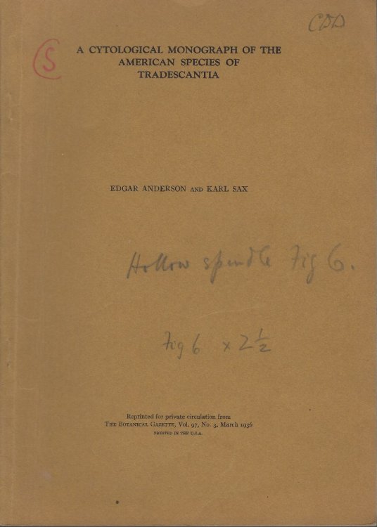 A Cytological Monograph of the American Species of Tradescantia [C.D. Darlington's copy]