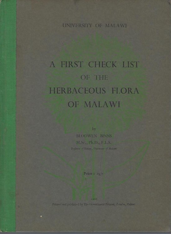 Image for A First Check List of the Herbaceous Flora of Malawi A First Check List of the Herbaceous Flora of Malawi