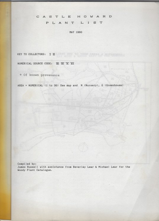 Image for Castle Howard Plant List. May 1990 Castle Howard Plant List. May 1990
