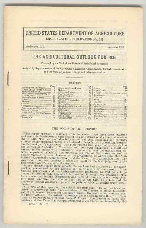 Image for The Agricultural Outlook for 1936 The Agricultural Outlook for 1936