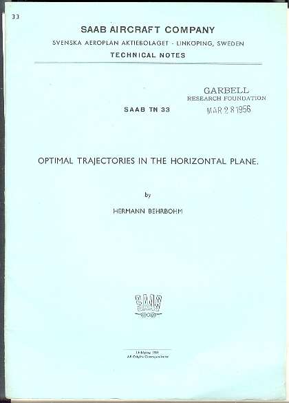 OPTIMAL TRAJECTORIES IN THE HORIZONTAL PLANE (SAAB TN 33)