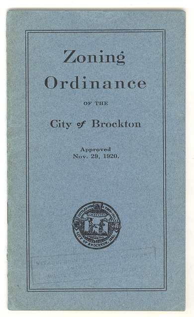 Zoning Ordinance of the City of Brockton, Approved Nov. 29, 1920.