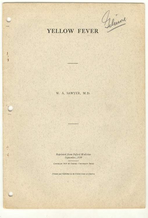 Image for YELLOW FEVER, Reprinted from Oxford Medicine, September, 1939 YELLOW FEVER, Reprinted from Oxford Medicine, September, 1939