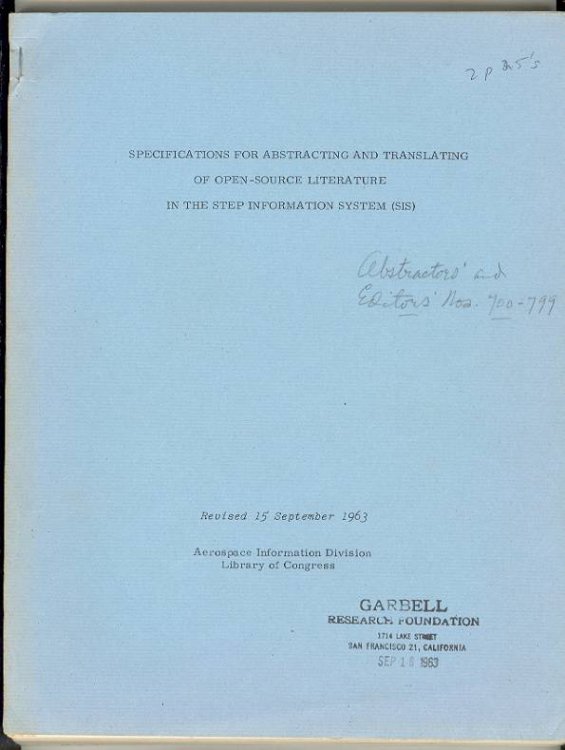 Image for Specifications for Abstracting and Translating of Open-Source Literature in the STEP Information System (SIS) Specifications for Abstracting and Translating of Open-Source Literature in the STEP Information System (SIS)