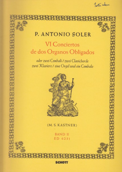 VI Conciertos de Dos Organos Obligados, Volume II Nos.4 to 6 - for 2 organs, 2 harpsichords, 2 clavichords, 2 pianos or organ and harpsichord.