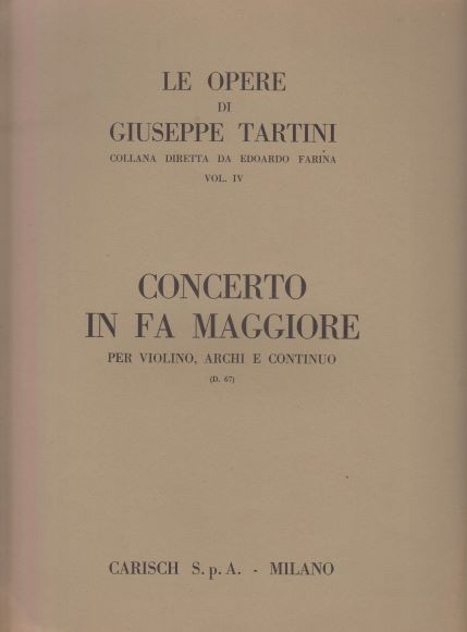 Concerto in F major, D.67 for Violin. Strings & Continuo - Full Score