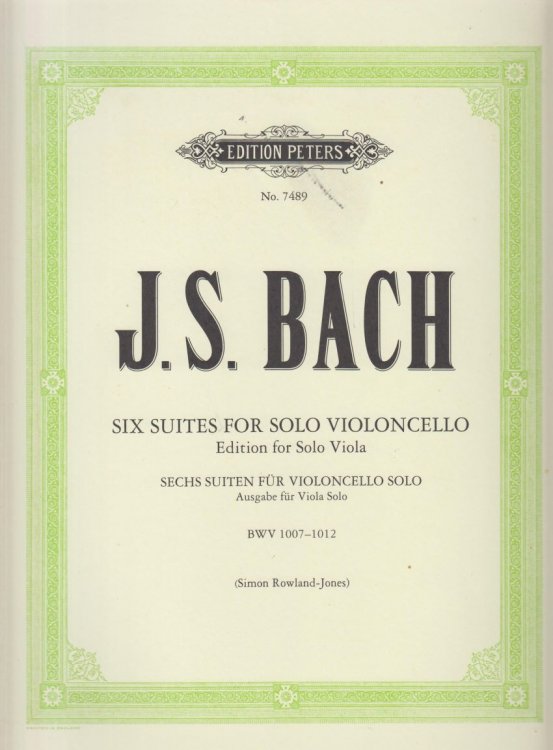 Six Suites for Solo Cello transcribed for Viola