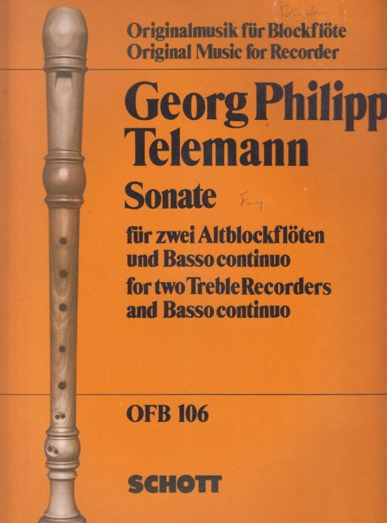 Image for Sonata in F major for Two Treble Recorders and Basso continuo - Set of Parts Sonata in F major for Two Treble Recorders and Basso continuo - Set of Parts