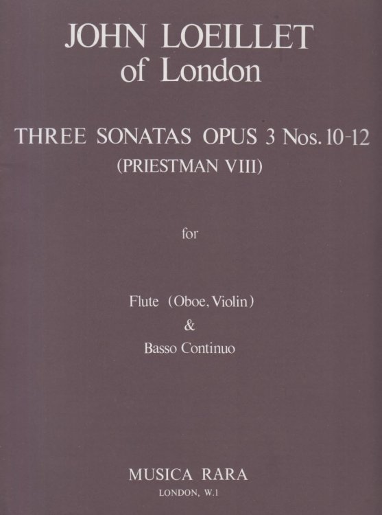 Image for Three Sonatas Op.3, Nos.10-12 for Flute (Oboe, Violin) & Basso Continuo - Set of Parts Three Sonatas Op.3, Nos.10-12 for Flute (Oboe, Violin) & Basso Continuo - Set of Parts