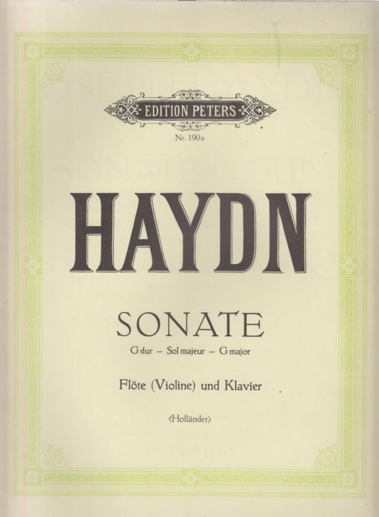 Image for Sonata for Flute (Violin) and Piano in G major Sonata for Flute (Violin) and Piano in G major
