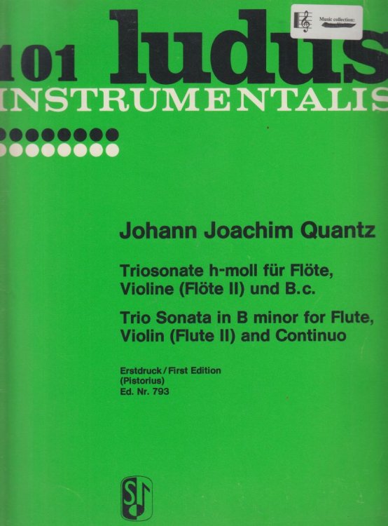 Image for Trio Sonata in b minor for Flute, Violin (Flute II) and Basso continuo. - Set of Parts Trio Sonata in b minor for Flute, Violin (Flute II) and Basso continuo. - Set of Parts