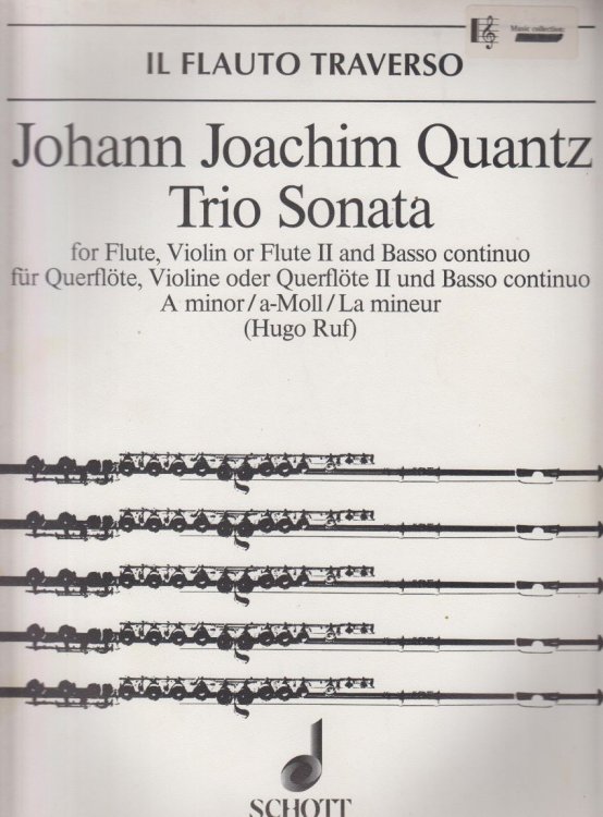 Image for Trio Sonata in a minor for Flute, Violin(Flute II) and Basso Continuo - Set of Parts Trio Sonata in a minor for Flute, Violin(Flute II) and Basso Continuo - Set of Parts