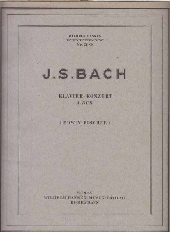 Image for Keyboard Concerto in A major (Edwin Fischer, ed.) - 2 Piano Score Keyboard Concerto in A major (Edwin Fischer, ed.) - 2 Piano Score