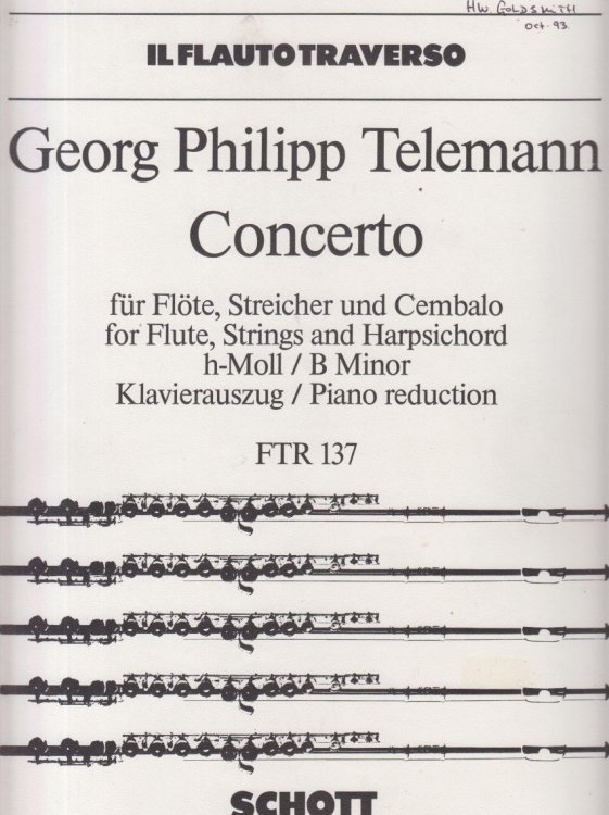 Concerto for Flute, Strings and Harpsichord in b minor - Flute & Piano