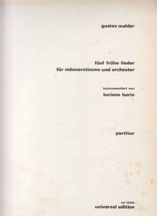 Funf Fruhe Lieder for Male Voice and Orchestra - Full Score