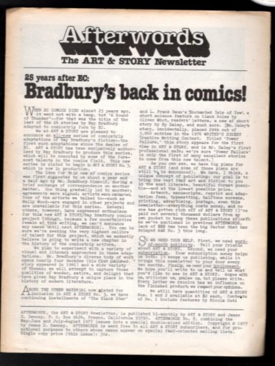 Afterwords:The Art and Story newsletter.