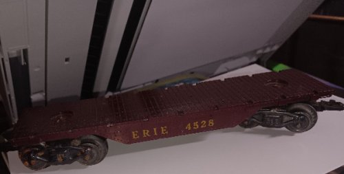 Vintage Marx o Gauge #4528 ERIE Tractor Flat Car