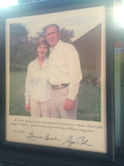 George and Laura Bush,framed campaign photo auto-signed