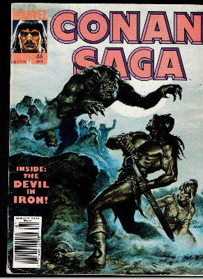 VINTAGE Conan Saga #46 January 1991 VG Earl Norem Cover Art Comic Magazine