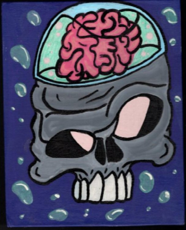 Mummy wants brains: 8 1/2 X 10 1/2 Multi-media on canvas board