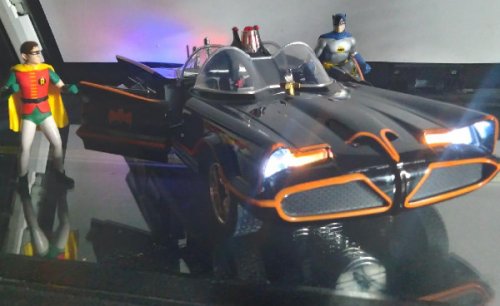 1966 Classic TV Series Batmobile with working Lights, Batman and Robin figures