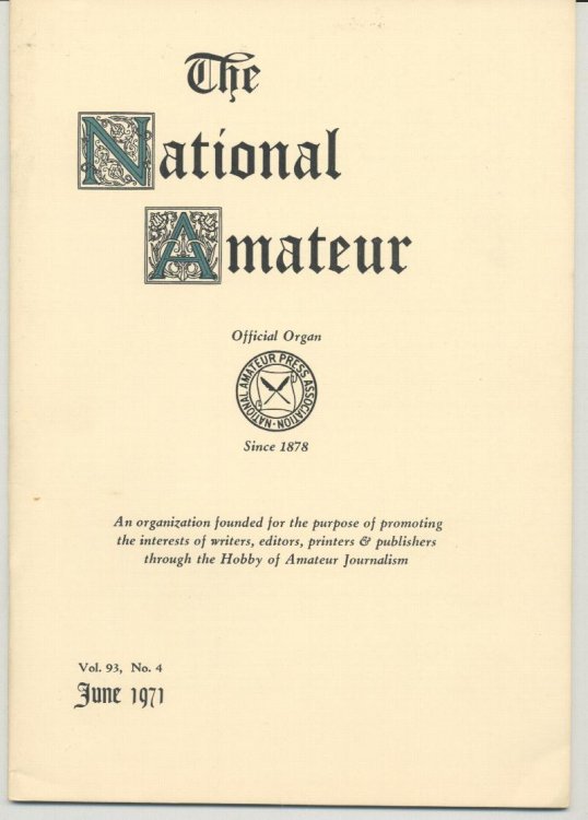Image for THE NATIONAL AMATEUR. June, 1971. Vol. 93, No. 4. 'LOVECRAFT LIVES. THE NATIONAL AMATEUR. June, 1971. Vol. 93, No. 4. 'LOVECRAFT LIVES.