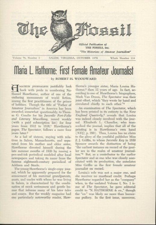 Image for THE FOSSIL. October, 1978. Vol. 76, No. 2. Whole Number 224. THE FOSSIL. October, 1978. Vol. 76, No. 2. Whole Number 224.