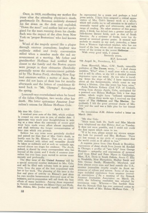 THE FOSSIL. January 1979. Vol. 76, No. 3. Whole Number 225. HPL is noted in Sherman Cole's article.
