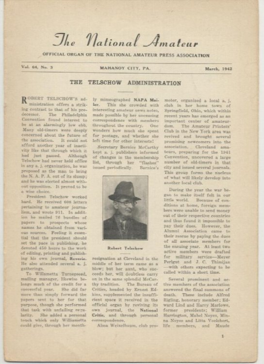 Image for THE NATIONAL AMATEUR. March, 1942. THE NATIONAL AMATEUR. March, 1942.