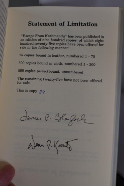 Image for TWO VIEWS OF A CAVE PAINTING & THE IDOL's EYE/ESCAPE FROM KATHMANDU. Signed by the authors, and introduction contributor, Dean Koontz. 300 hardbound, signed copies. TWO VIEWS OF A CAVE PAINTING & THE IDOL's EYE/ESCAPE FROM KATHMANDU. Signed by the authors, and introduction contributor, Dean Koontz. 300 hardbound, signed copies.